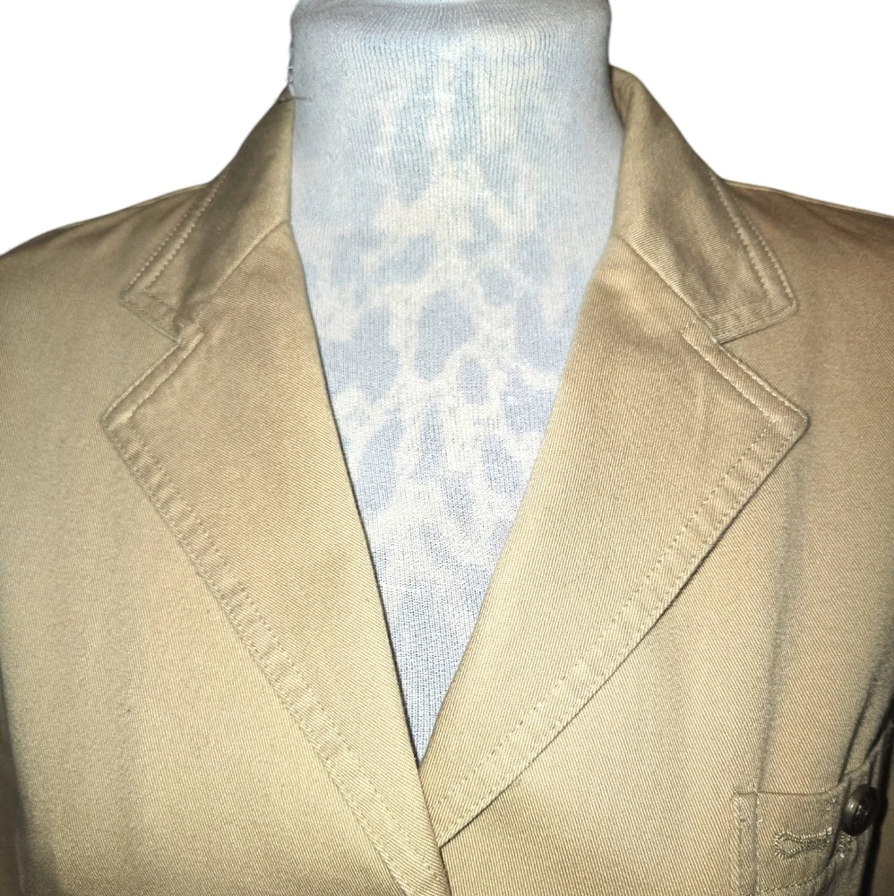 Lauren Ralph Lauren VTG Y2K Khaki 100% Cotton 3 Button Safari Style‎ Blazer Sz L
